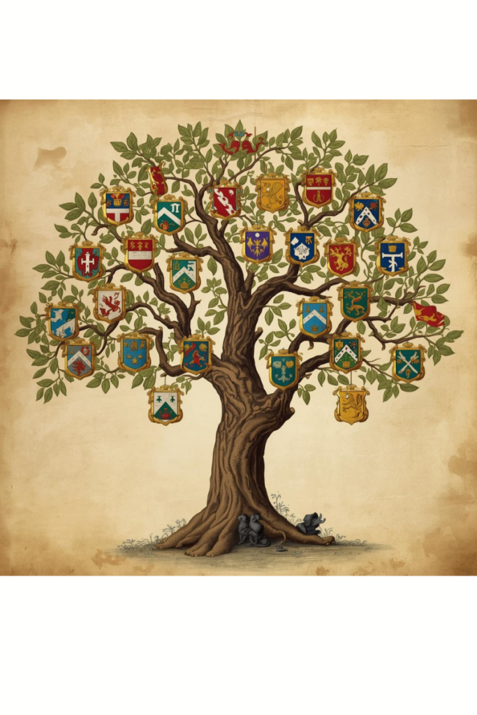 Arbre généalogique pour retrouver ses armoiries familiales, faire des recherches, comprendre ou créer son propre blason.